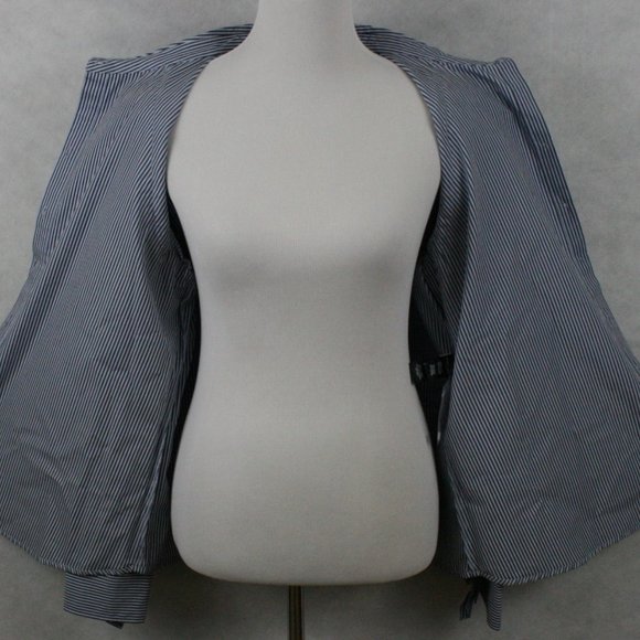 Kenneth Cole Ruffle Indigo Cotton Blouse SZ XL - Picture 8 of 12